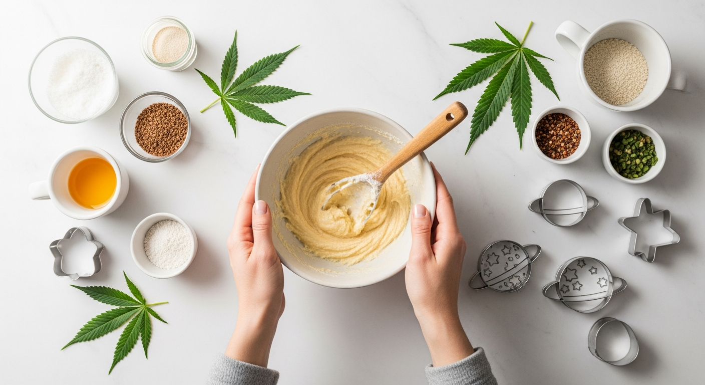 Atelier de préparation de space cakes CBD artisanaux avec ingrédients naturels